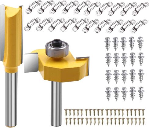 ROOCBIT Joint Slot Router Bit Straight Bit Set, 1/4 Inch Shank 11MM Slotting Width & 20 Set Invisible Connector Screw Fasteners Two-in-One Hidden Simple Assembly Connection Cabinet Accessories in Saudi Arabia