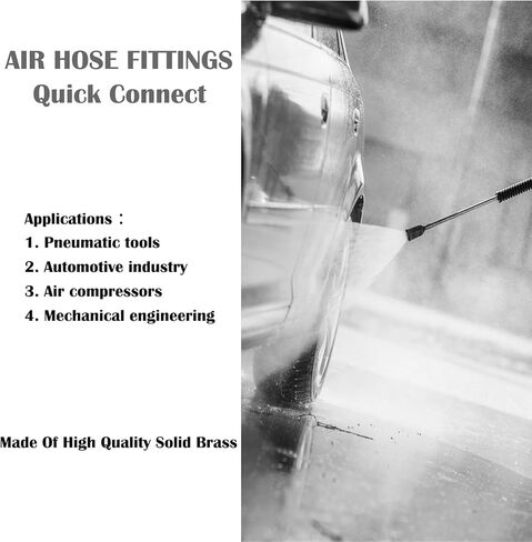 YuanTenhwy تركيبات خرطوم هواء من النحاس الصلب وتركيبات هواء سريعة التوصيل، 1/4 بوصة NPT نحاس أنثى ذكر وصلة هواء صناعية من النوع D، تجهيزات ضاغط الهواء، قابس أنثى وذكر (10 قطع) in Kuwait