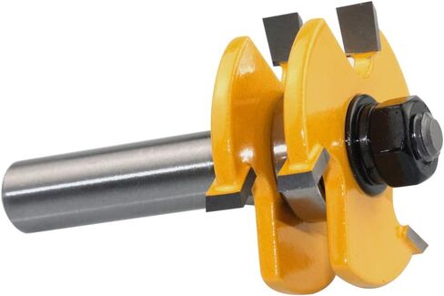 HSF 2PCS 3 أسنان على شكل T اللسان والأخدود مجموعة بت التوجيه مع عرقوب 1/2 بوصة، مجموعة أدوات التوجيه القابلة للتعديل لقطع الطحن الخشبي للخزانة والأرفف والأبواب وأدوات النجارة in Kuwait