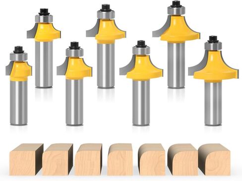 WSOOX 7 قطعة مجموعة لقم التوجيه الدائرية 1/2 عرقوب C3 كربيد نصف قطر حواف مستديرة لقمة التوجيه في: 1/8 بوصة، 3/16 بوصة، 1/4 بوصة، 5/16 بوصة، 3/8 بوصة، 7/16 بوصة، 1/2". in Kuwait