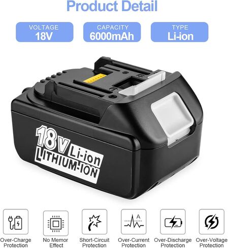 AYTXTG 4 حزمة 6.0Ah BL1860B استبدال بطارية ماكيتا 18 فولت، استبدل بطارية ماكيتا 18 فولت LXT BL1860B BL1850B BL1840B BL1830B BL1815B LXT-400 in Kuwait