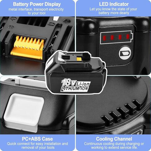 AYTXTG 4 حزمة 6.0Ah BL1860B استبدال بطارية ماكيتا 18 فولت، استبدل بطارية ماكيتا 18 فولت LXT BL1860B BL1850B BL1840B BL1830B BL1815B LXT-400 in Kuwait