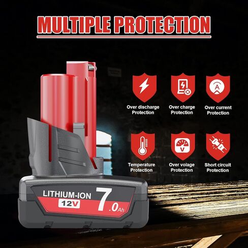 JUNWOOD 2Pack 7.0Ah 12V استبدال البطارية لبطارية ميلووكي M12 ليثيوم 48-11-2401 48-11-2412 48-11-2411 48-11-2420 48-11-2410 أدوات لاسلكية in Saudi Arabia