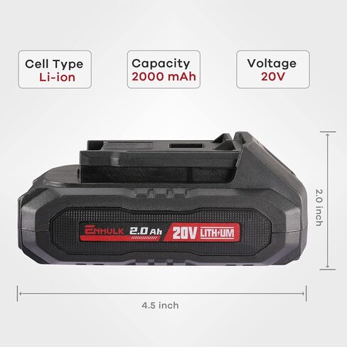 حزمة بطارية Enhulk 20V، Premium 2.0Ah متوافقة مع منفاخ الإطارات اللاسلكي ومناشير القطب in Kuwait