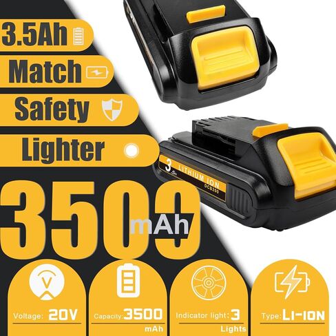 Bonadget 2Pack 3500mAh Replacement Battery and Charger Compatible with Dewalt 20V Max Battery for Dewalt 20V Battery for Dewalt DCB102 Charger DCB205 DCB206 Battery and Charger Kit in Kuwait