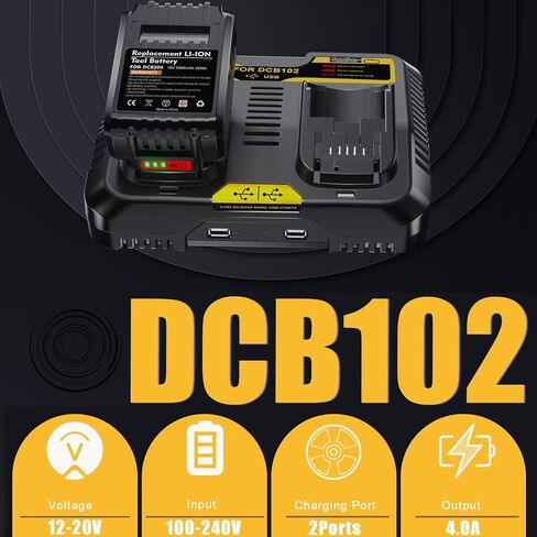 Bonadget 2Pack 3500mAh Replacement Battery and Charger Compatible with Dewalt 20V Max Battery for Dewalt 20V Battery for Dewalt DCB102 Charger DCB205 DCB206 Battery and Charger Kit in Kuwait