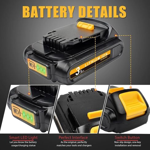 Bonadget 2Pack 3500mAh Replacement Battery and Charger Compatible with Dewalt 20V Max Battery for Dewalt 20V Battery for Dewalt DCB102 Charger DCB205 DCB206 Battery and Charger Kit in Kuwait