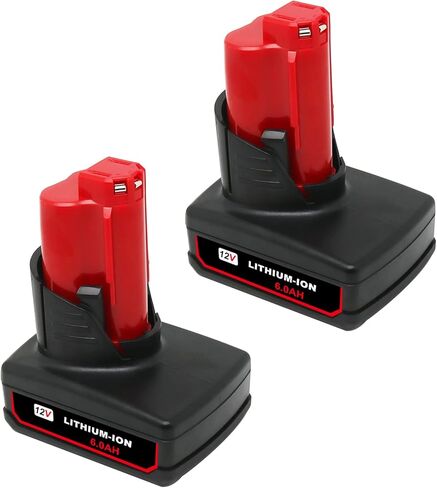 VOLT1799 2Pack 6.0Ah 12V Lithium Battery Replacement for Milwaukee M12 Battery,Compatible with Milwaukee M12 Cordless Power 48-11-2401 48-11-2402 48-59-1812 48-11-2411 48-11-2420 48-59-2401 2510-20 in Kuwait