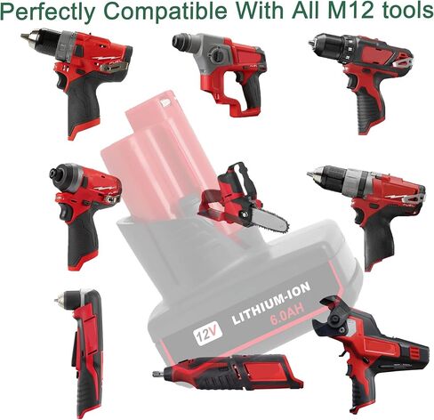 VOLT1799 2Pack 6.0Ah 12V Lithium Battery Replacement for Milwaukee M12 Battery,Compatible with Milwaukee M12 Cordless Power 48-11-2401 48-11-2402 48-59-1812 48-11-2411 48-11-2420 48-59-2401 2510-20 in Kuwait