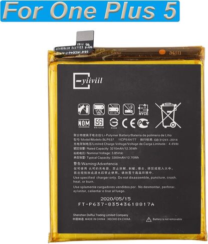 E-yiiviil for OnePlus 5 OnePlus 5T Replacement Battery 3210mAh 3.85V BLP637 New Internal Battery with Tools in Saudi Arabia