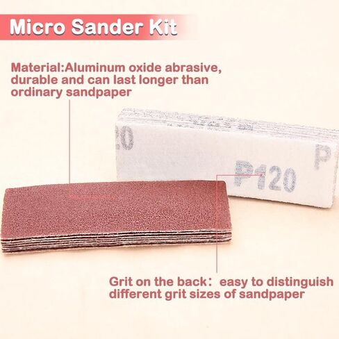 100Pcs Micro Detail Sander Paper Kit 3.5x1.2 Inch 80 Grit | Hook & Loop Sandpaper Strips, Alumina, Micro Detail Sander Refills for DIY Crafts Wood Polishing & Finishing in Tight Spaces in Saudi Arabia