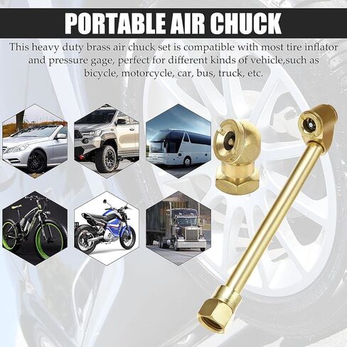 6 Pcs Portable Air Chuck Set 1/4 Inch Closed Ball Tire Chuck & 1/4 Inch NPT Dual Head Air Chuck, 2 Way Connection Tire Air Fill Kit For Inflator Gauge and Air Compressor in Kuwait