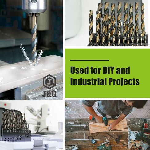 مجموعة لقم مثقاب J&Q 21 قطعة M2 HSS Jobber، مجموعة لقم مثقاب شديدة التحمل للمعادن، أسود وذهبي عالي السرعة من الصلب الملتوي لقمة مثقاب معدنية مع نقطة تقسيم 135 درجة للصلب والنحاس والألومنيوم وسبائك الزنك والخشب والبلاستيك، تتضمن الأحجام 1 /16"، 5/64"، 3/32 in Kuwait