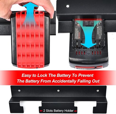 2 حزمة حامل البطارية لديوالت 20 فولت 60 فولت بطارية جدار جبل حوض الفولاذ المقاوم للصدأ حامل أدوات البطارية لتنظيم الأدوات والتخزين in Kuwait