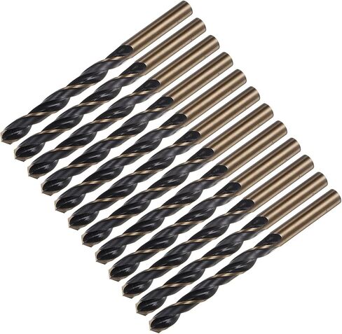 uxcell 12pcs Jobber Drill Bits 7mm Black Nitride & Gold Titanium Coated 4341 High Speed Steel (HSS) 135 Degree Split Point Twist Drill Bits for Stainless Steel Metal Plastic Wood in Saudi Arabia