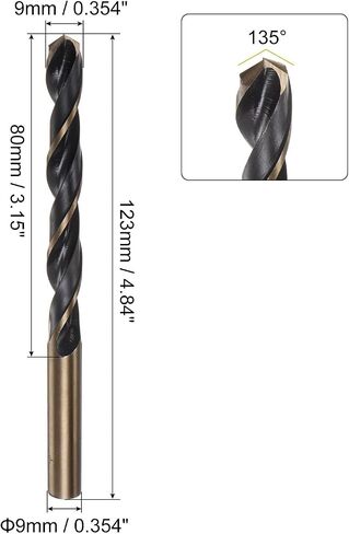 uxcell 12pcs Jobber Drill Bits 7mm Black Nitride & Gold Titanium Coated 4341 High Speed Steel (HSS) 135 Degree Split Point Twist Drill Bits for Stainless Steel Metal Plastic Wood in Saudi Arabia