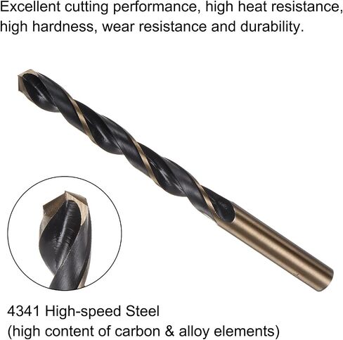 uxcell 12pcs Jobber Drill Bits 7mm Black Nitride & Gold Titanium Coated 4341 High Speed Steel (HSS) 135 Degree Split Point Twist Drill Bits for Stainless Steel Metal Plastic Wood in Saudi Arabia