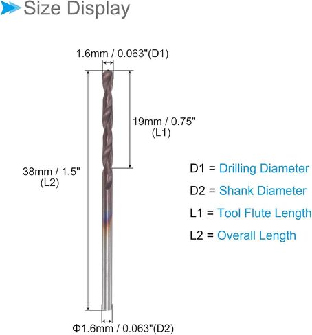 CoCud Solid Carbide Drill Bit, 2.8mm Diameter, AlTiSin Coated K45/P10 Tungsten Carbide Twist Drill Bits - (Applications: for Hardened Steel Stainless Steel Alloy), 1-Piece in Saudi Arabia