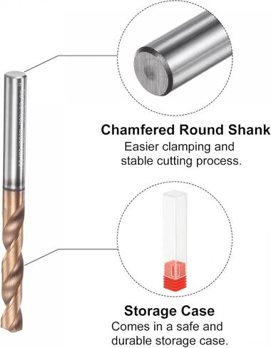 uxcell Twist Drill Bit, 4.9mm Jobber Drill Bit Nanoscale Titanium Coated K35 Tungsten Carbide Straight Shank 60mm Length for Drilling Stainless Steel Alloy Steel in Saudi Arabia