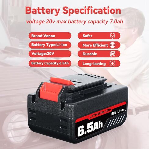 بطارية VANON PCC685L 6.5Ah 20 فولت بديلة لكابل بورتر 20 فولت بطارية ليثيوم أيون بحد أقصى PCC682L PCC685LP PCC680L، قطعتان in Kuwait