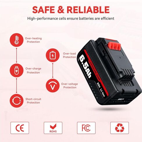 بطارية VANON PCC685L 6.5Ah 20 فولت بديلة لكابل بورتر 20 فولت بطارية ليثيوم أيون بحد أقصى PCC682L PCC685LP PCC680L، قطعتان in Kuwait