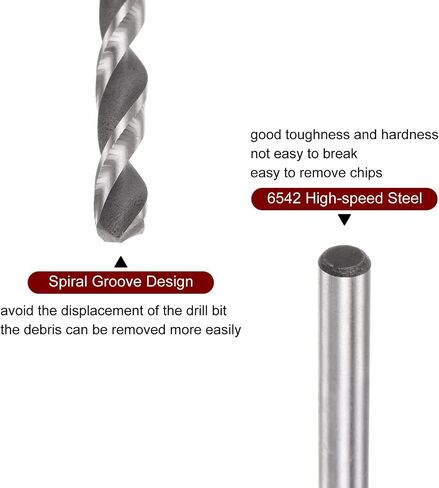 HARFINGTON 2pcs 6542 High-Speed Steel Twist Drill Bit, 6mm Drill Bit 160mm Length Extended Straight Shank Black Oxide Ground Drill Bit for Steel Aluminum Alloy in Kuwait