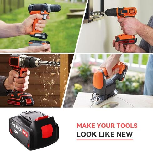 SHGEEN 2 حزمة 6.0Ah 20V ماكس استبدال بطارية ليثيوم لبلاك وديكر 20 فولت ماكس LBXR20 LB20 LBX20 LBXR2020 LBX4020 LB2X4020-OPE LBXR20-OPE بطارية ذات سعة ممتدة in Kuwait