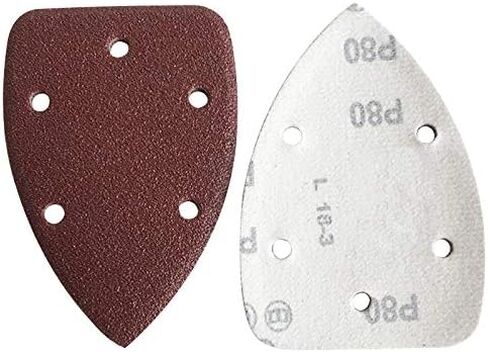 CynKen 40 قطعة 140 × 90 مم ورق صنفرة فيلكرو مثلث، وسادات سنفرة للفأرة 40/60/80/100 حصى كل 10 قطع 5 فتحات حوالي 5.5 بوصة × 3.5 بوصة in Kuwait