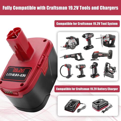 بطارية بديلة مطورة 9000 مللي أمبير 19.2 فولت C3 متوافقة مع بطارية ليثيوم أيون 19.2 فولت XCP DieHard 315.115410 315.11485 130279005 1323903 120235021 11375 11376 مع مؤشر الشحن in Kuwait