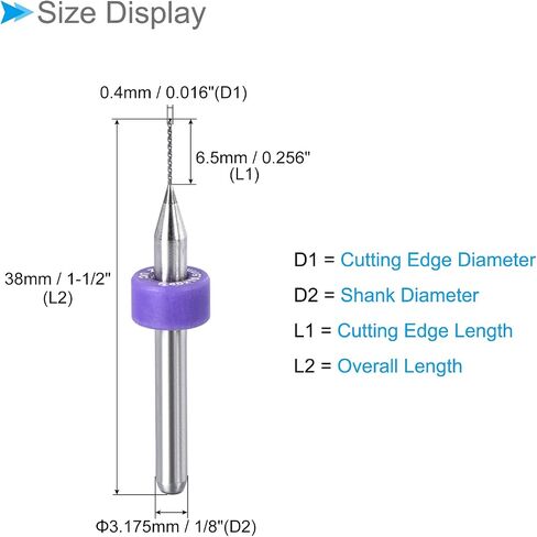 CoCud Micro PCB Drill Bits, 1/8" Shank 0.5mm Cutting Edge, Tungsten Carbide Print Circuit Board Drill Bit - (Applications: for CNC Drilling Engraving Machine), 1-Set (10-Pieces) in Kuwait