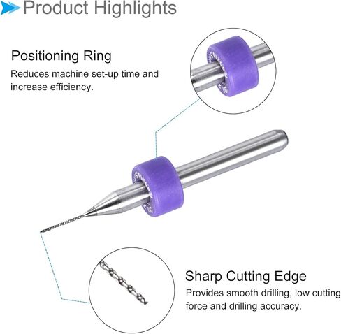 CoCud Micro PCB Drill Bits, 1/8" Shank 0.5mm Cutting Edge, Tungsten Carbide Print Circuit Board Drill Bit - (Applications: for CNC Drilling Engraving Machine), 1-Set (10-Pieces) in Kuwait