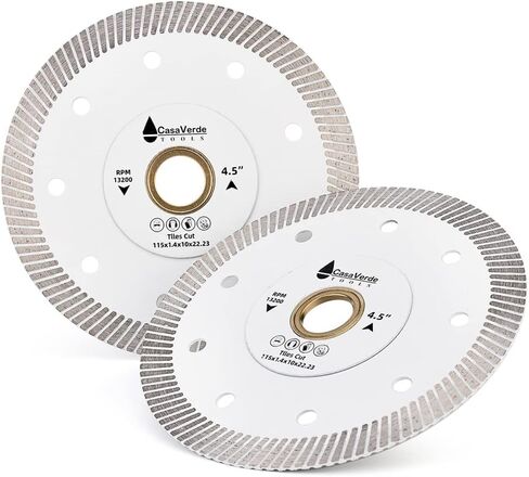 Casaverde 2pc/Lot 4.5" Porcelain Tile Blade for Marble and Tiles | Ultra-Thin,Turbo Rim Segment,for Handheld and Angle Grinders,Fast,Clean Cuts with Great Life & Speed in Saudi Arabia