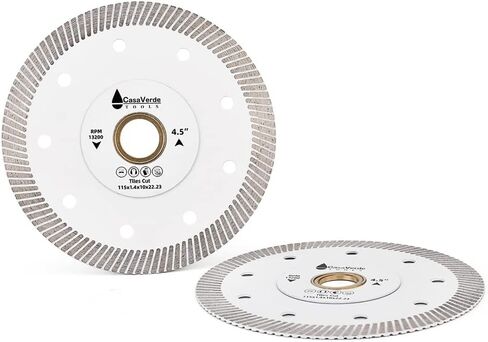 Casaverde 2pc/Lot 4.5" Porcelain Tile Blade for Marble and Tiles | Ultra-Thin,Turbo Rim Segment,for Handheld and Angle Grinders,Fast,Clean Cuts with Great Life & Speed in Saudi Arabia