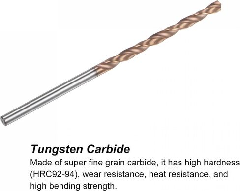 uxcell Twist Drill Bit, 3.3mm Jobber Drill Bit Nanoscale Titanium Coated K35 Tungsten Carbide Straight Shank 80mm Length for Drilling Stainless Steel Alloy Steel in Saudi Arabia