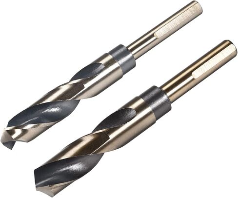 uxcell Reduced Shank Drill Bit Set, 18mm 20mm Titanium Nitride Coated High Speed Steel 4341 Tri-Flat Shank Drilling Tool for Stainless Steel Alloy Copper, 2pcs in Saudi Arabia