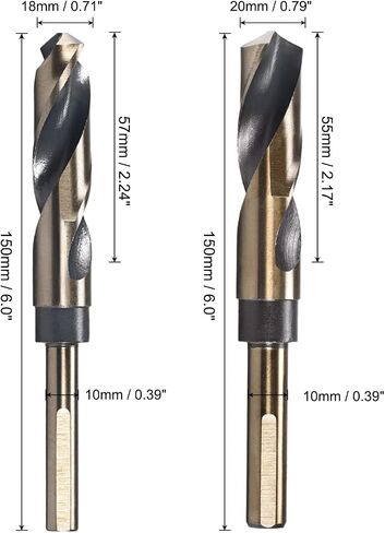 uxcell Reduced Shank Drill Bit Set, 18mm 20mm Titanium Nitride Coated High Speed Steel 4341 Tri-Flat Shank Drilling Tool for Stainless Steel Alloy Copper, 2pcs in Saudi Arabia