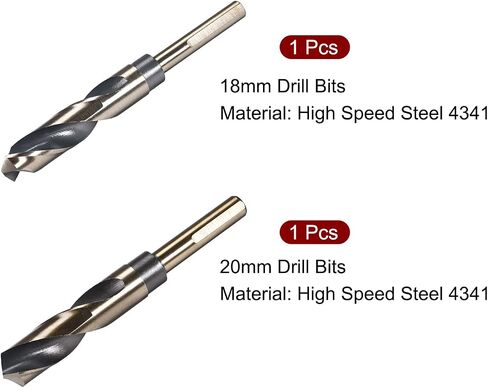 uxcell Reduced Shank Drill Bit Set, 18mm 20mm Titanium Nitride Coated High Speed Steel 4341 Tri-Flat Shank Drilling Tool for Stainless Steel Alloy Copper, 2pcs in Saudi Arabia