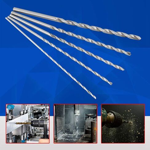 Extra Long Drill Bit Set, 5Pcs 150mm~160mm High Speed Steel Straight Shank Tool Wood Drill Bits Set 2-5 mm in Kuwait