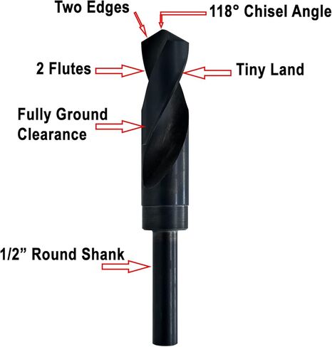 لقم الثقب MAXTOOL 31/32 بوصة فضية وديمينغ HSS M2 S & D لقم الثقب Prentice Twist مثقاب أكسيد أسود 1/2 بوصة ساق مخفض 6 بوصة OAL؛ SD02B00R062 in Saudi Arabia
