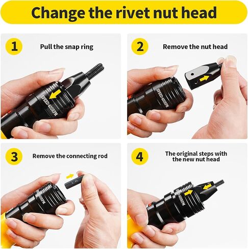 Pneumatic Rivet Nut Gun with 3/8 & 1/2 Self-Locking Head Gun,Quick-Change Mandrels,Industrial Grade Adjustable Speed Air Rivnut Gun (3/8, 1/2 (200 R.P.M)) in Saudi Arabia