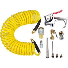 Polyurethane Air Hose, 1/4-Inch x 25 Feet Recoil PU Air Hose with Bend Restrictors Air Compressor Hose with 1/4" Industrial Quick Coupler and Plug in Saudi Arabia