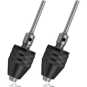Mesee 2Pcs Keyless Mini Jaw Drill Chuck Collet Conversion Adapter, 0.3-3.4mm Capacity Chucks Converter Electric Grinding Drill Bit Tool for Woodworking Drilling Engraving | 2.35mm Round Shank