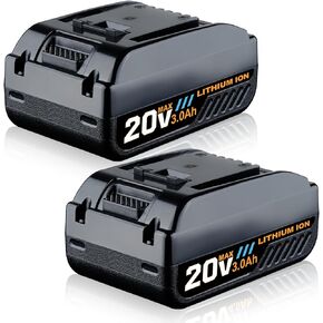 GROWFEAT 2Pack 3.0Ah 20V WA3520 WA3525 بطارية ليثيوم بديلة متوافقة مع بطارية Worx 20V WA3578 WA3525 WA3520 WA3575 WG151s أدوات كهربائية لاسلكية in Kuwait