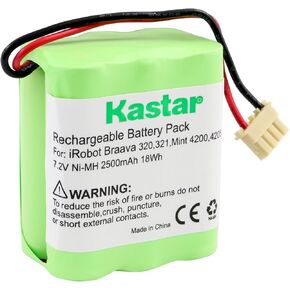 بطارية Kastar BRAAVA320 (عبوة واحدة)، Ni-MH 7.2V 2500 مللي أمبير، بديلة لـ iRobot Braava 320، iRobot Braava 321، Mint 4200، Mint 4205، روبوت منظف الأرضيات 4408927 in Kuwait