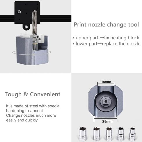 BIQU Crab Nozzle Change Tool Kit Nozzle Wrench+Heat Block Wrench 6/7/8/9/10 mm Nozzle Removal Tool Compatible with V6 MK8 MK9 CR-10 Crazy Heating Block in Saudi Arabia