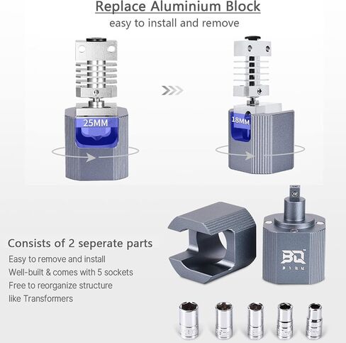 BIQU Crab Nozzle Change Tool Kit Nozzle Wrench+Heat Block Wrench 6/7/8/9/10 mm Nozzle Removal Tool Compatible with V6 MK8 MK9 CR-10 Crazy Heating Block in Saudi Arabia