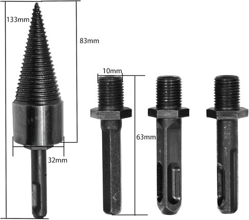 JNDO مثقاب الخشب الفاصل الثقيلة 32 مللي متر مثقاب الخشب الحطب مع عرقوب عرافة قابلة للإزالة + مقبض مربع + مقبض مطرقة مستديرة in Kuwait