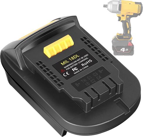 JYJZPB Adapter Convert for Milwaukee M18 18V Lithium Battery to De Walt 20v Lithium Tool Battery, MIL18DL Adapter Compatible for Milwaukee 18V Lithium-Ion Battery in Saudi Arabia