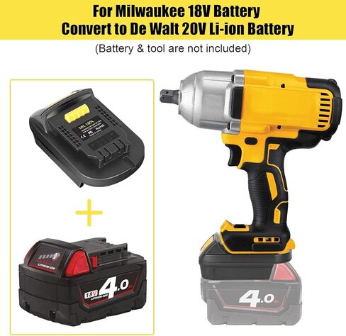 JYJZPB Adapter Convert for Milwaukee M18 18V Lithium Battery to De Walt 20v Lithium Tool Battery, MIL18DL Adapter Compatible for Milwaukee 18V Lithium-Ion Battery in Saudi Arabia