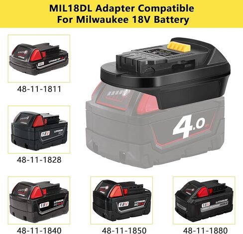 JYJZPB Adapter Convert for Milwaukee M18 18V Lithium Battery to De Walt 20v Lithium Tool Battery, MIL18DL Adapter Compatible for Milwaukee 18V Lithium-Ion Battery in Saudi Arabia
